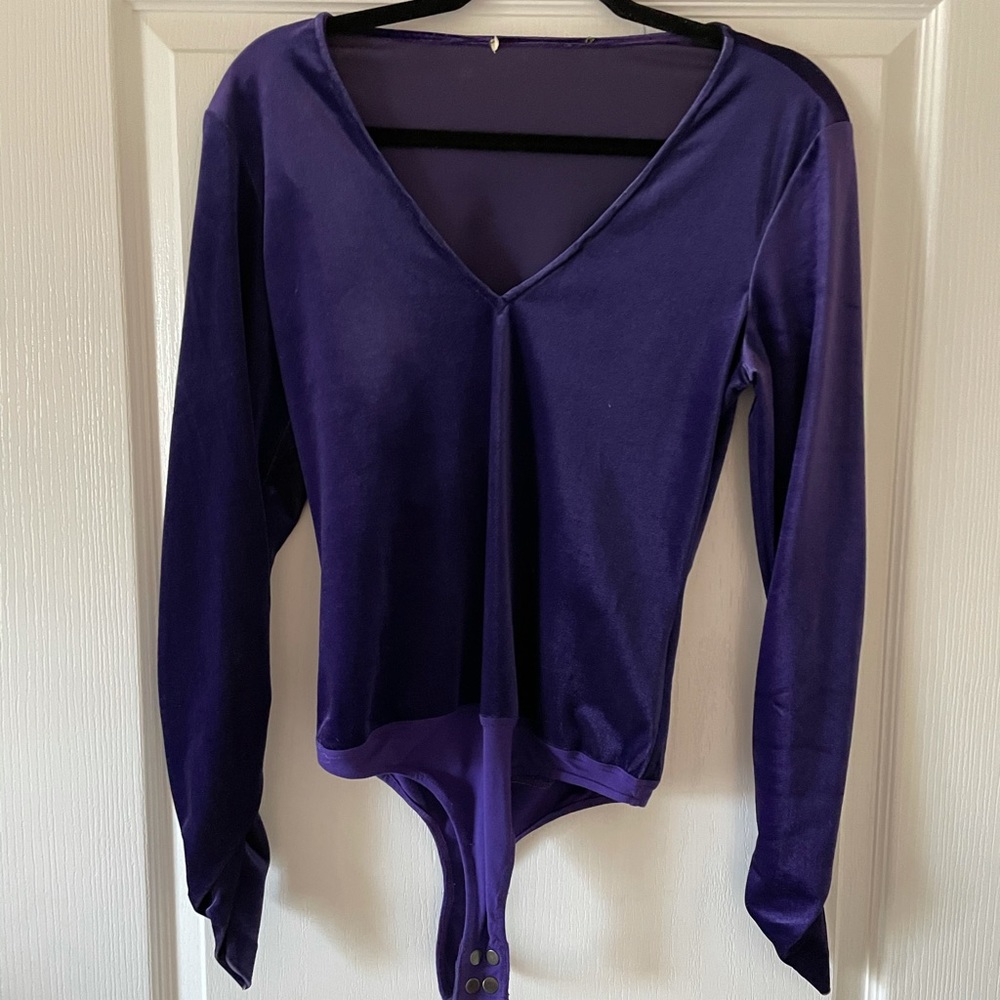 Purple velvet body suit